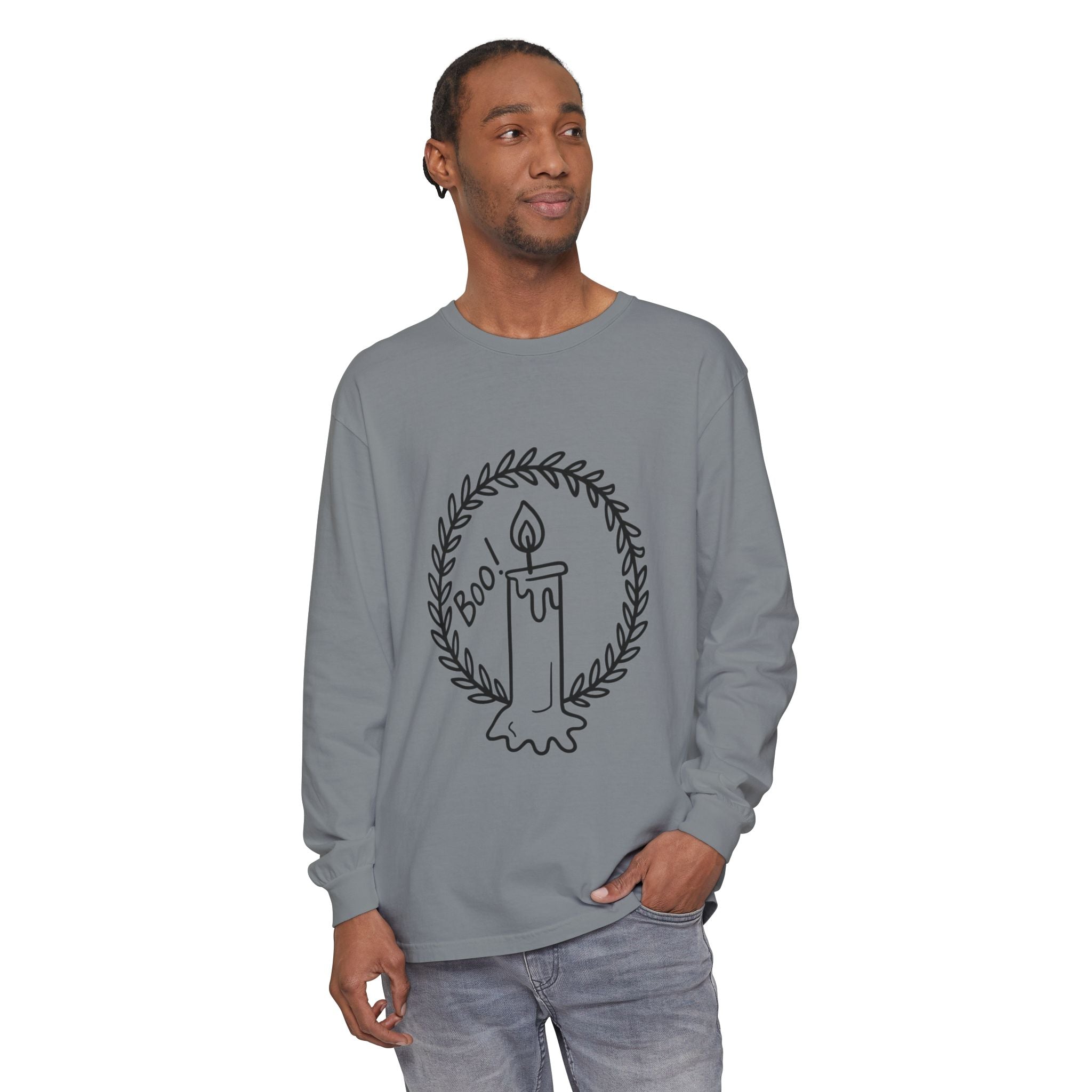 Boo Candle Long Sleeve T-Shirt - Unisex Halloween Tee