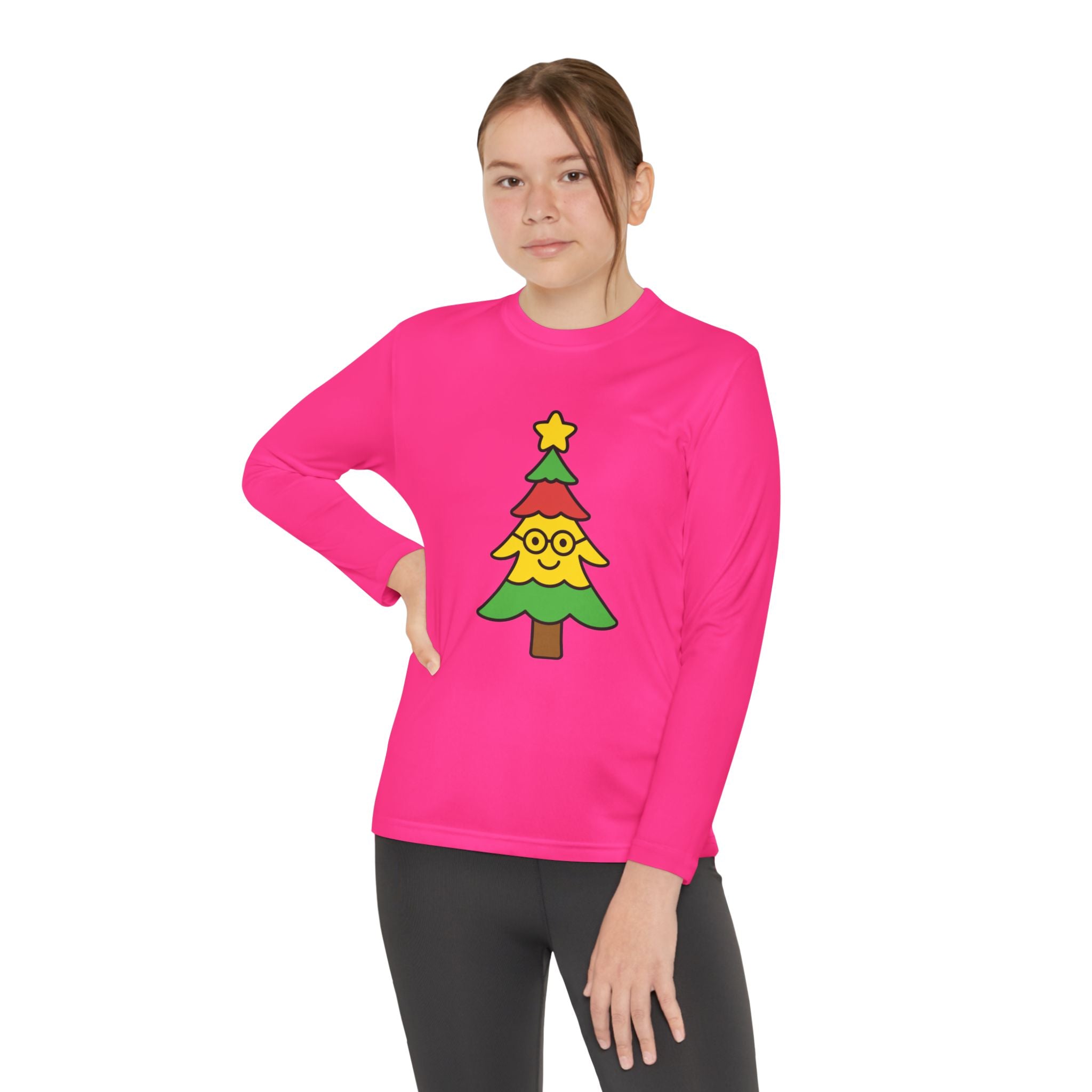 Lily's Holiday Cheer Smart Tree Youth Long Sleeve Tee with Christmas