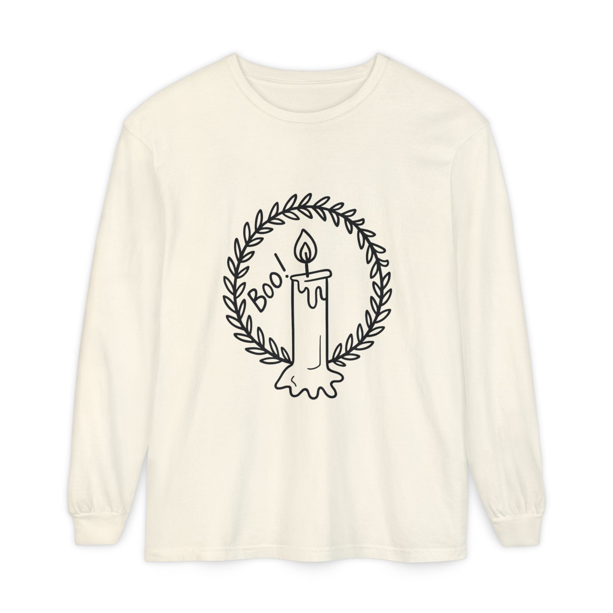 Boo Candle Long Sleeve T-Shirt - Unisex Halloween Tee