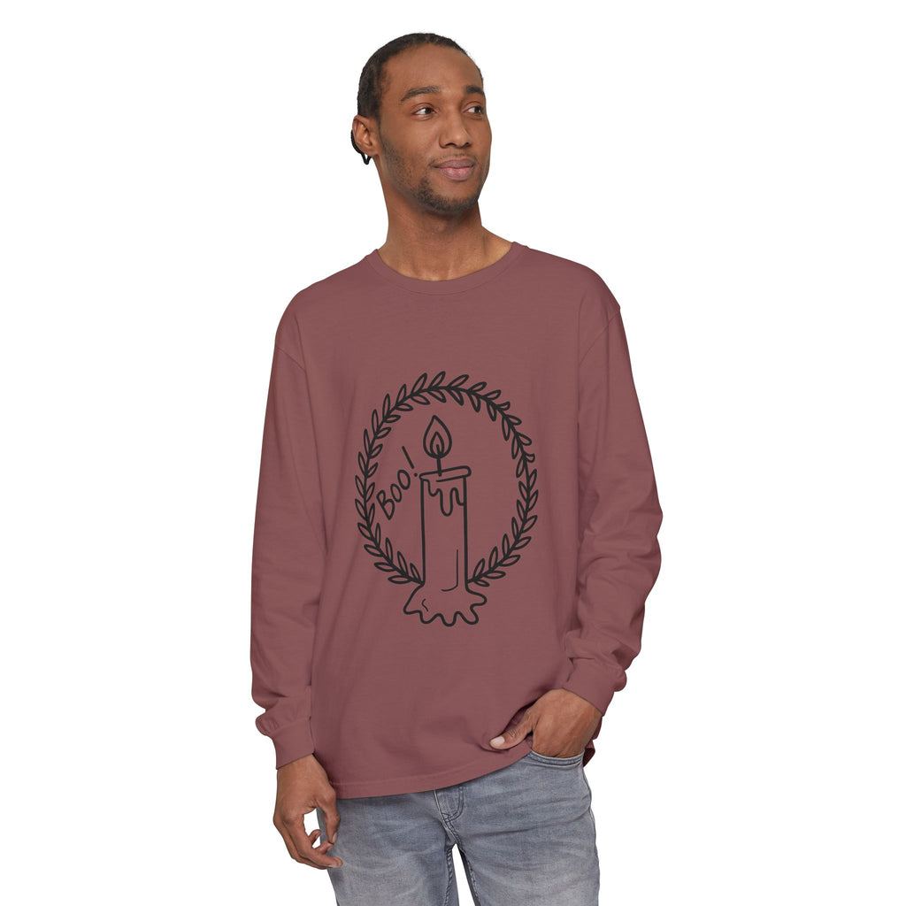 Boo Candle Long Sleeve T-Shirt - Unisex Halloween Tee