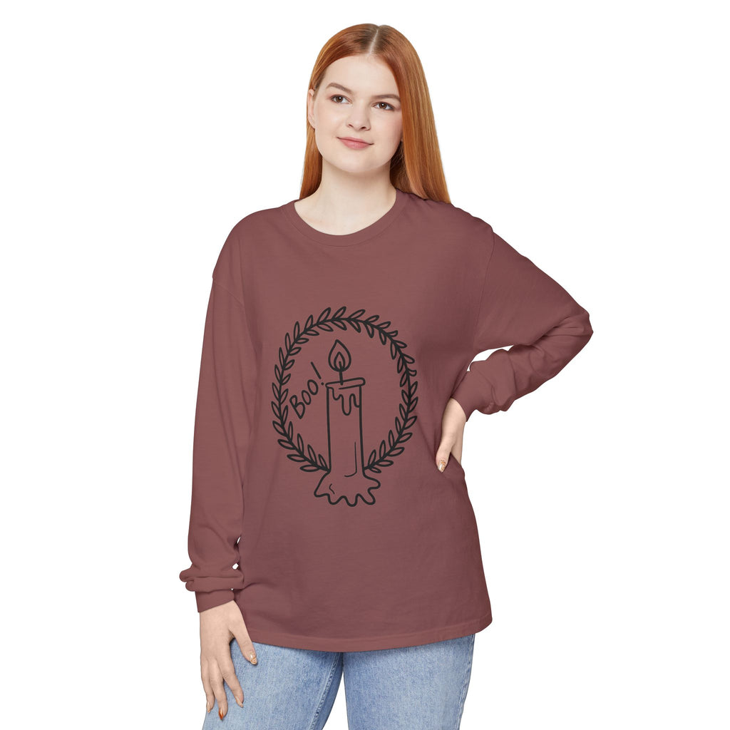 Boo Candle Long Sleeve T-Shirt - Unisex Halloween Tee