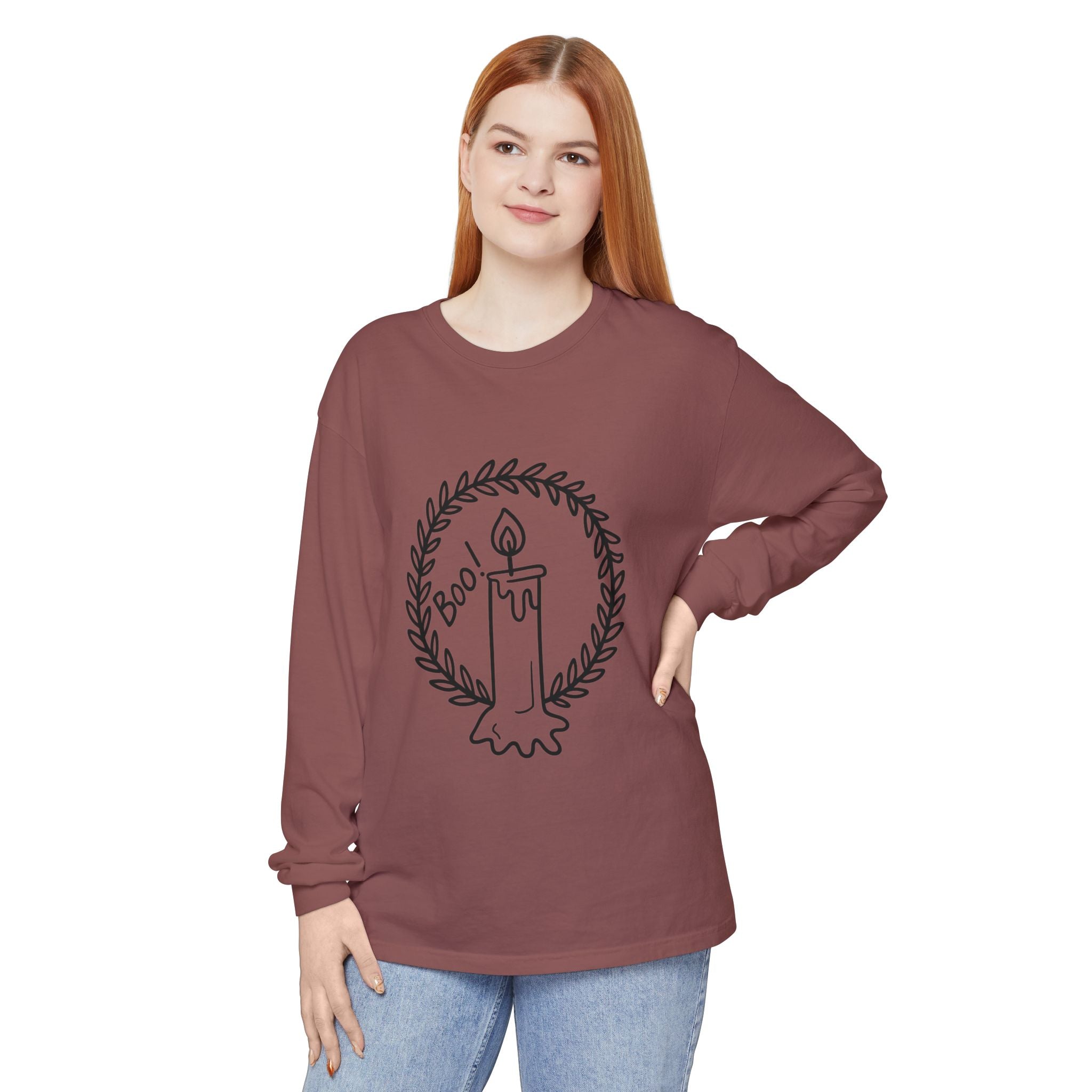 Boo Candle Long Sleeve T-Shirt - Unisex Halloween Tee