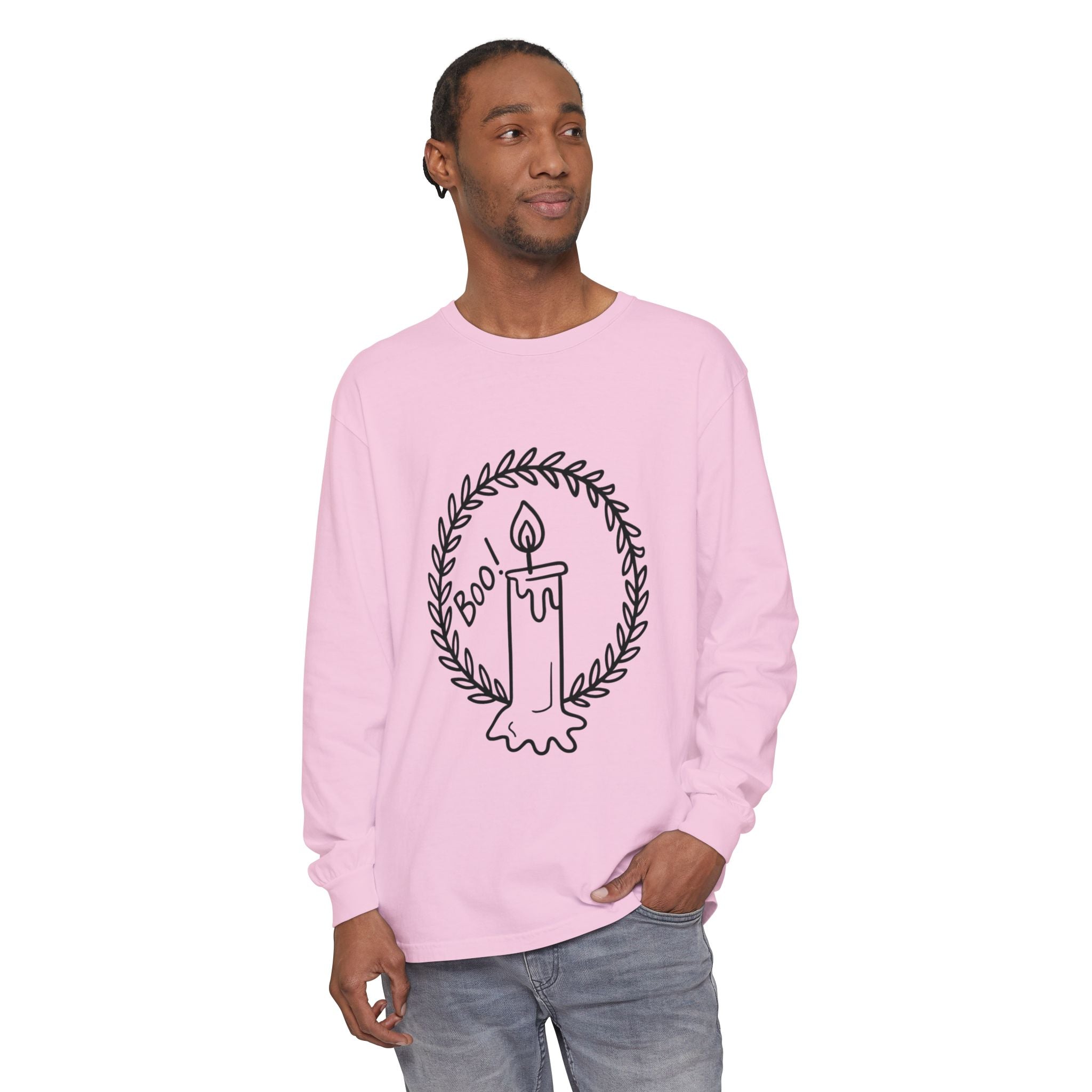Boo Candle Long Sleeve T-Shirt - Unisex Halloween Tee