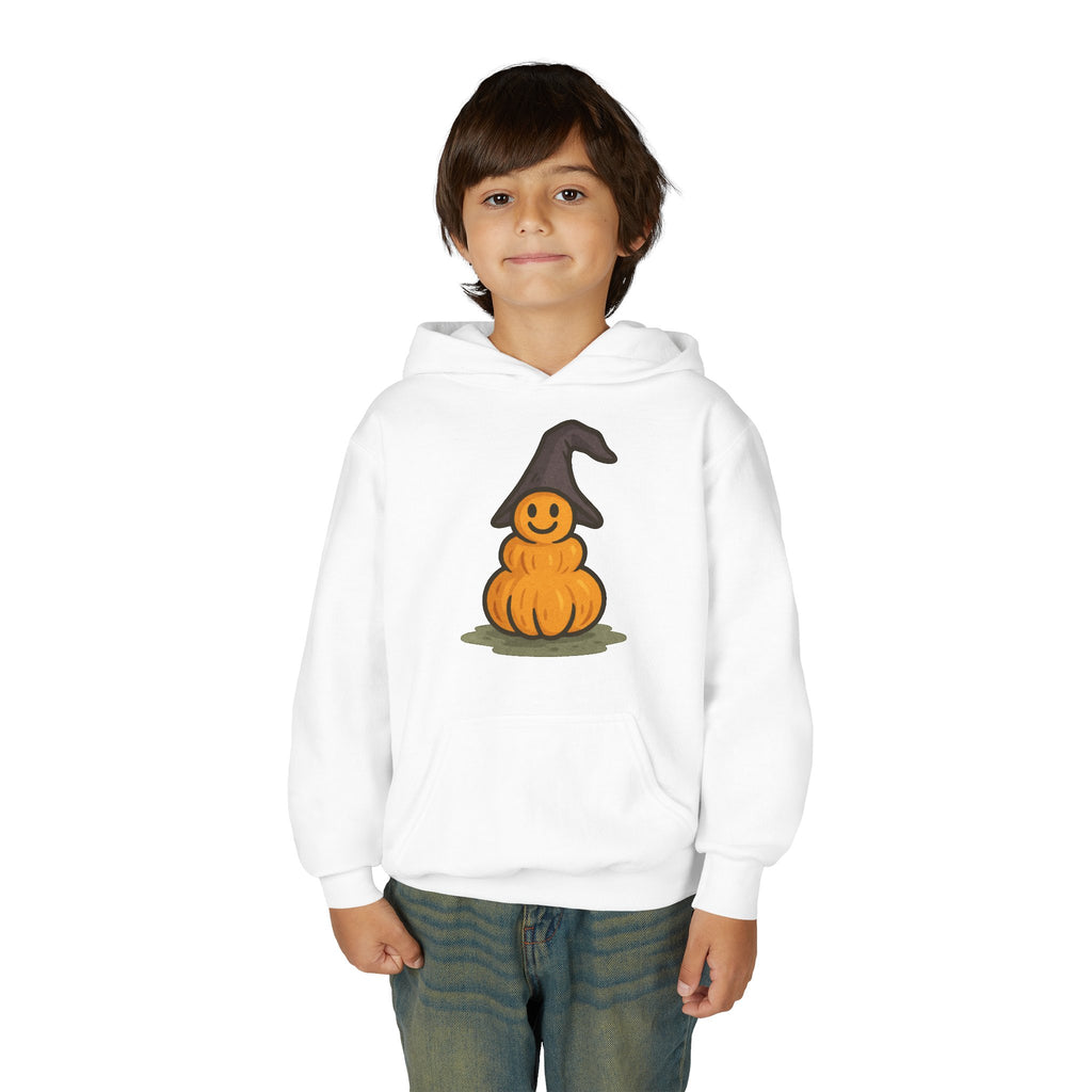 Cute Pumpkin Witch Youth Hoodie - Perfect for Halloween Celebrations