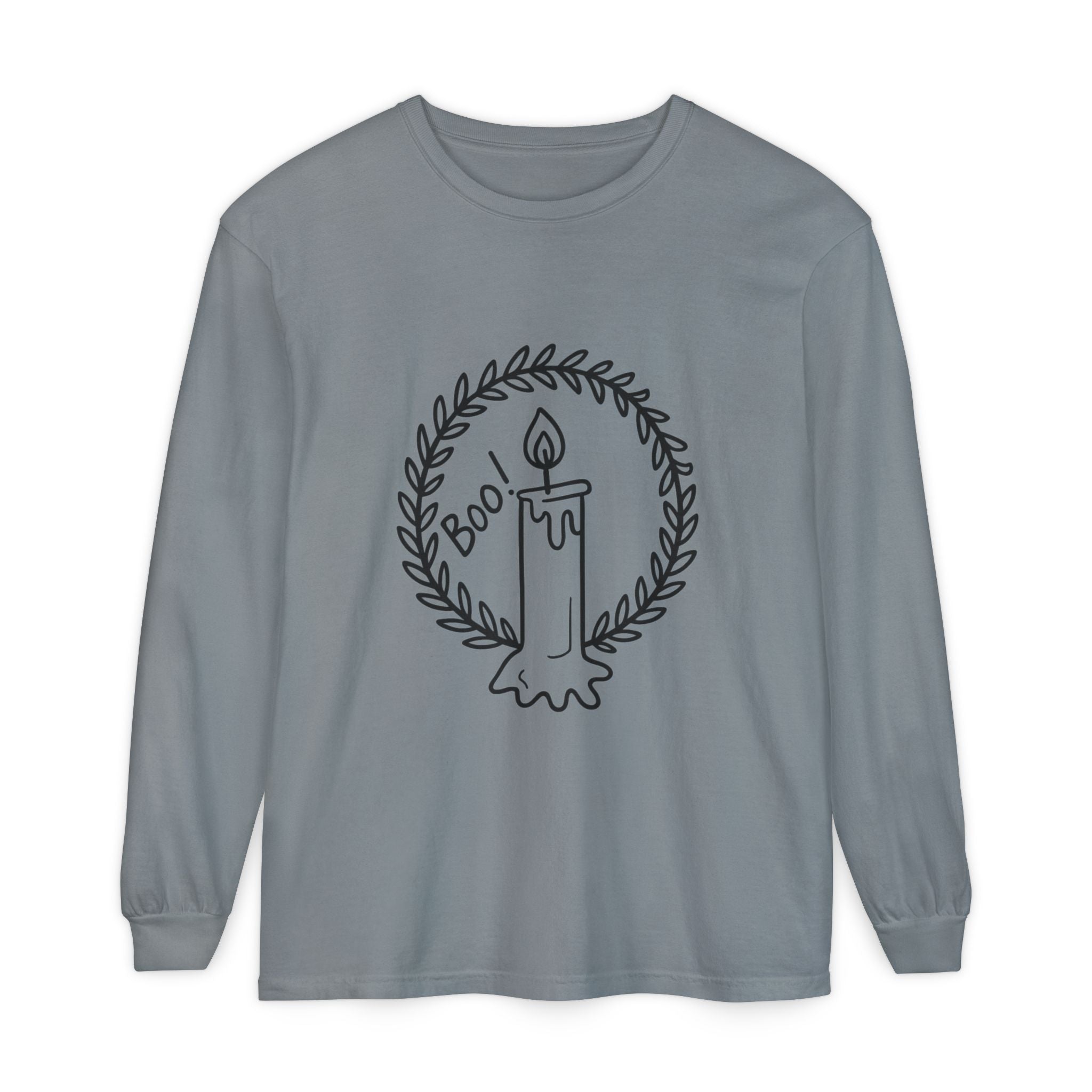 Boo Candle Long Sleeve T-Shirt - Unisex Halloween Tee