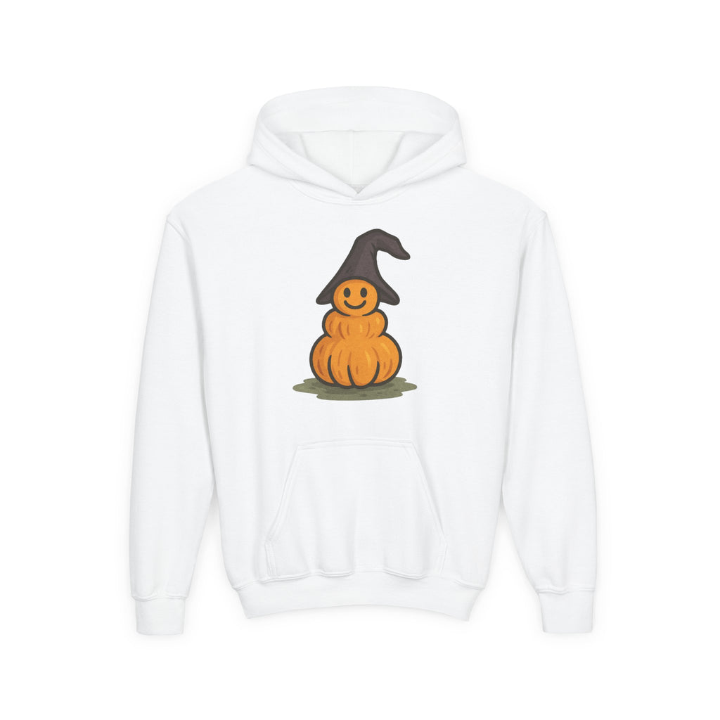 Cute Pumpkin Witch Youth Hoodie - Perfect for Halloween Celebrations