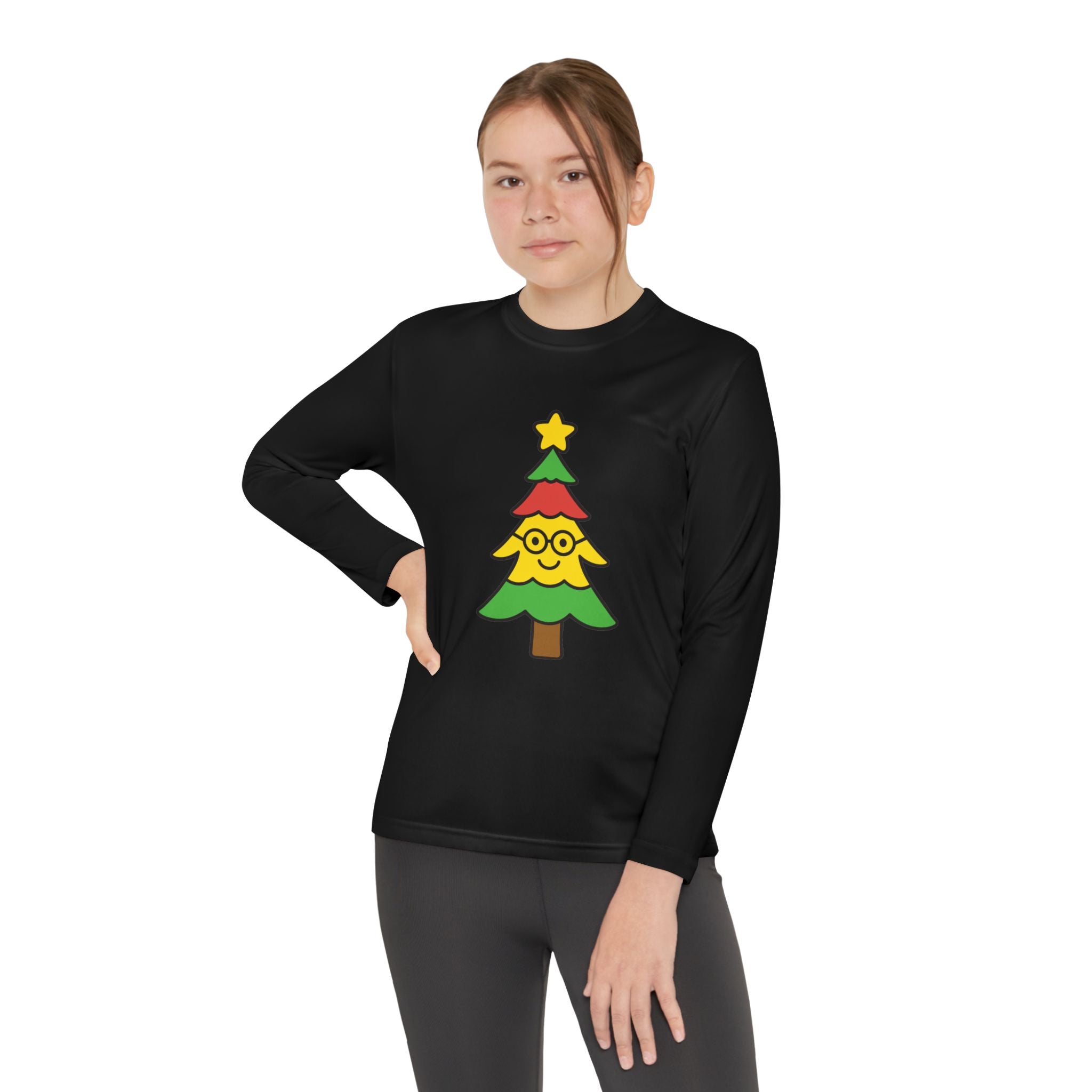 Lily's Holiday Cheer Smart Tree Youth Long Sleeve Tee with Christmas