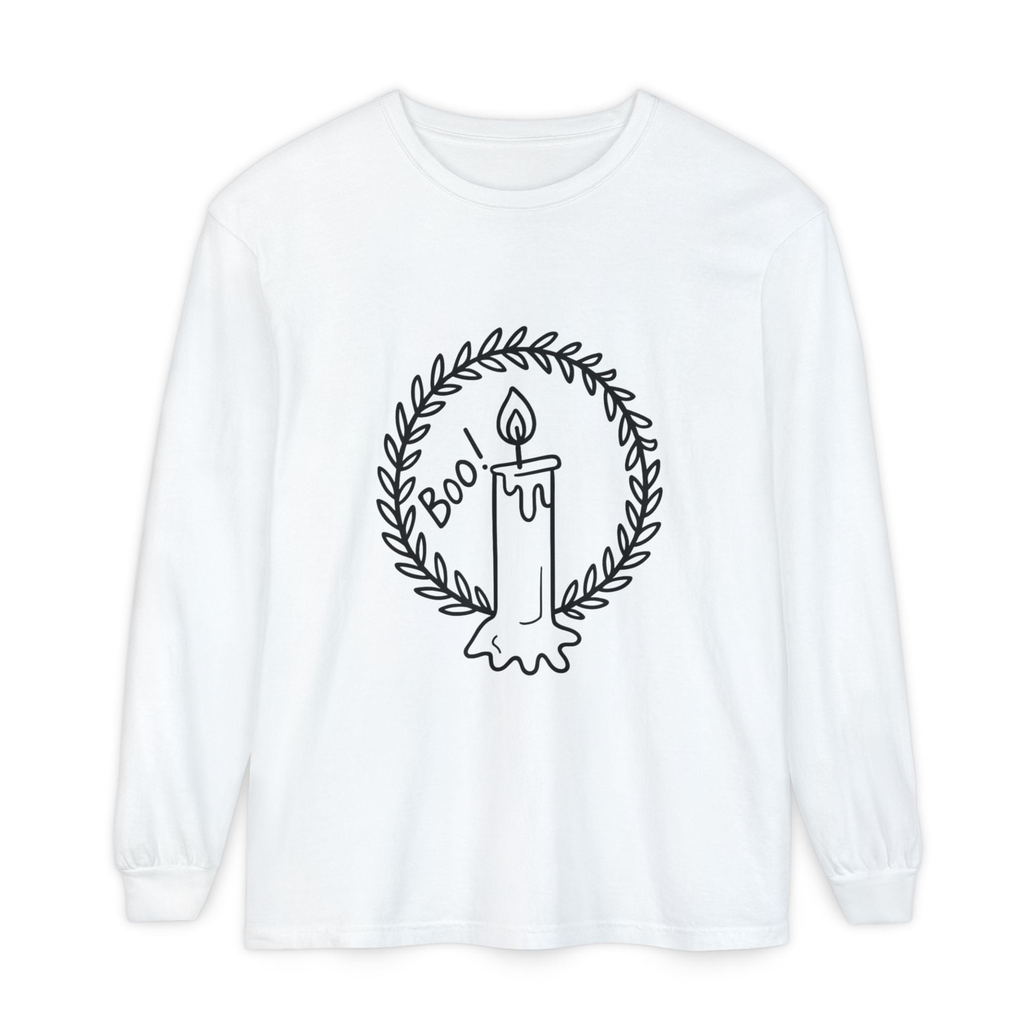 Boo Candle Long Sleeve T-Shirt - Unisex Halloween Tee