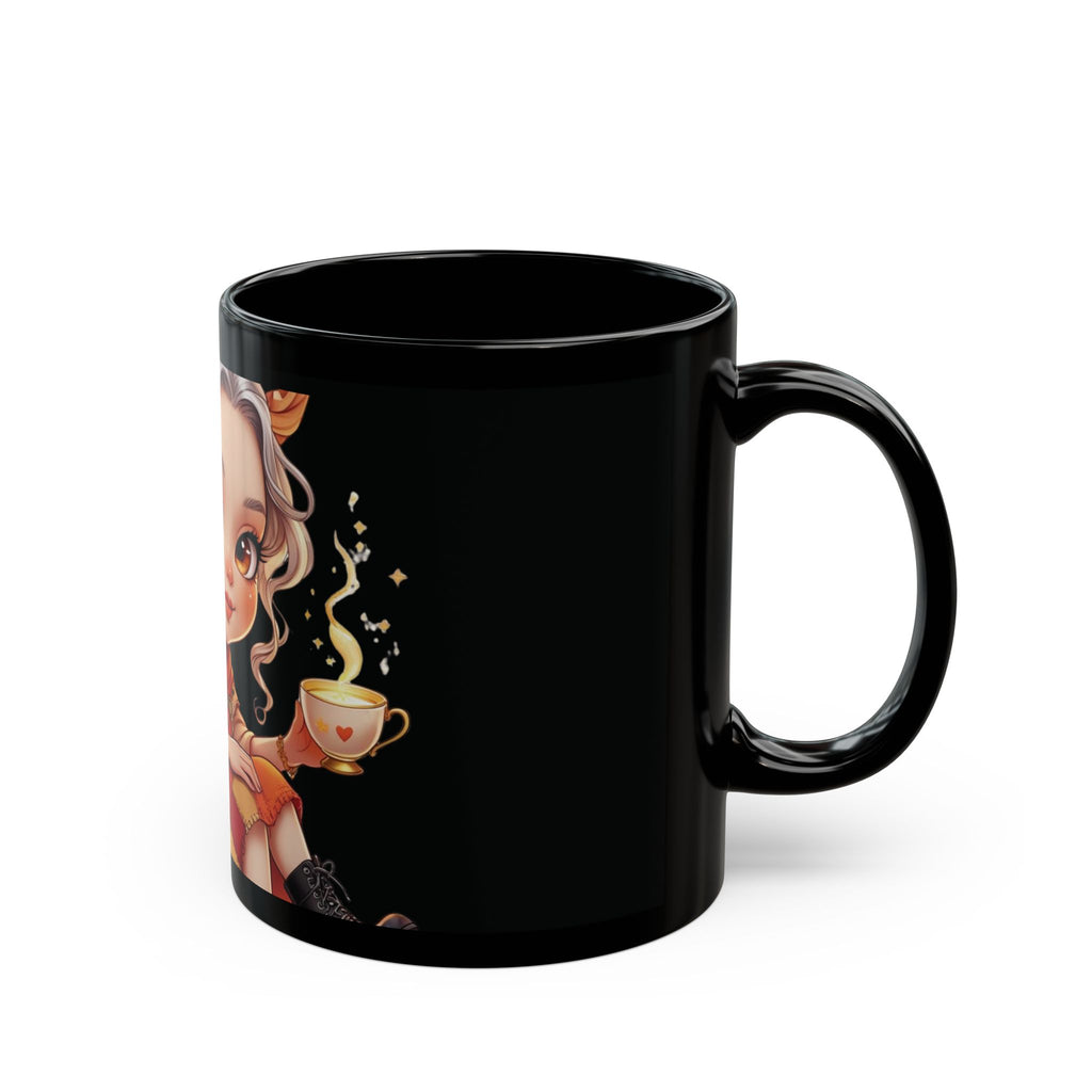 Granny Lily-Charming Black Mug with Cozy Vibes, Perfect for Tea Lovers, Gift for Friends, Cute Mug for Home or Office, 11oz and 15oz Options