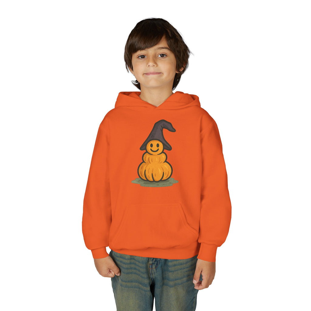 Cute Pumpkin Witch Youth Hoodie - Perfect for Halloween Celebrations