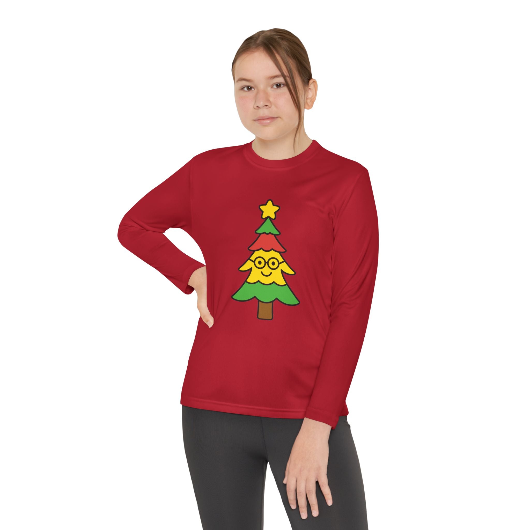 Lily's Holiday Cheer Smart Tree Youth Long Sleeve Tee with Christmas