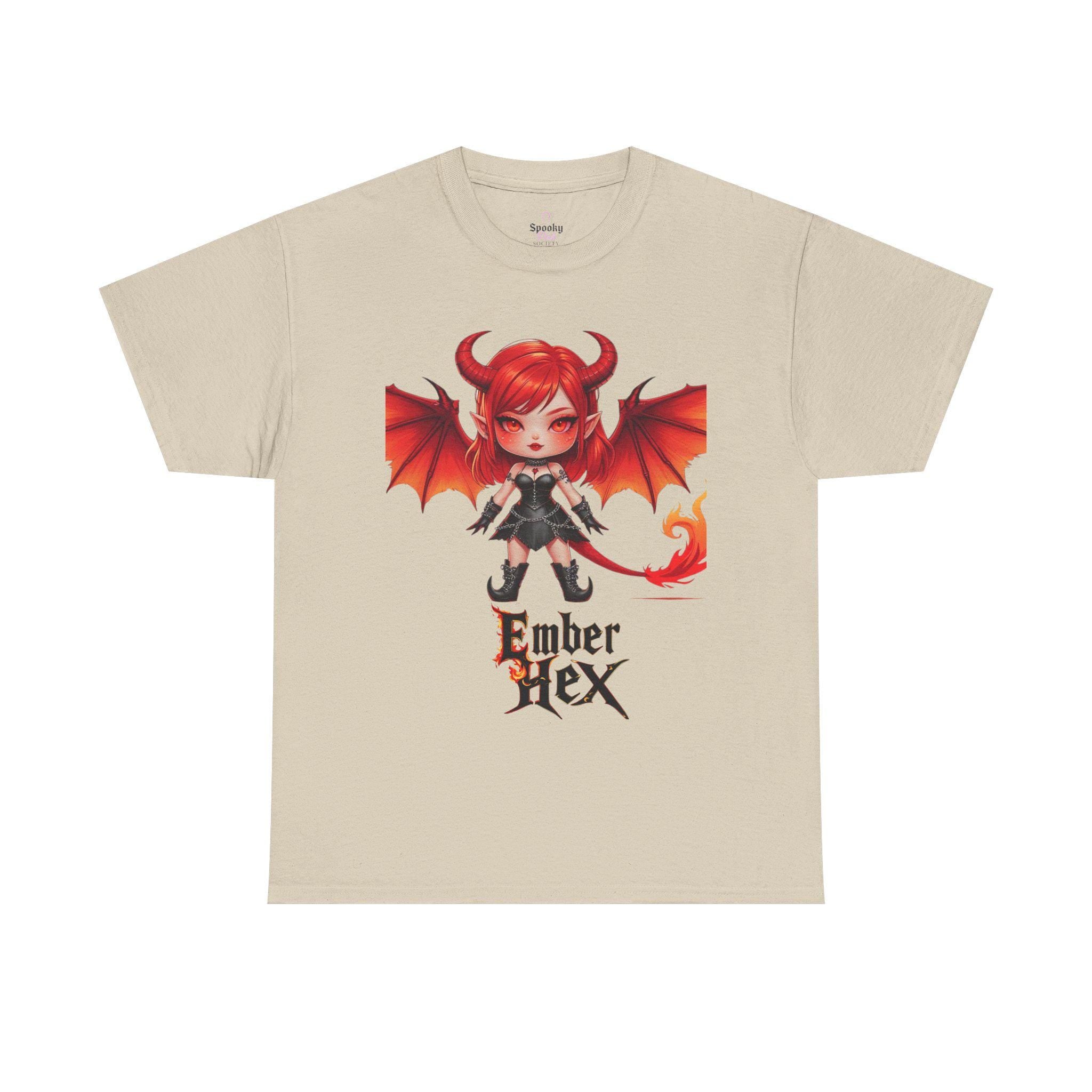 Kawaii Demon Tee, Cute Graphic T-Shirt, Unisex Heavy Cotton Tee, Alternative Fashion, Halloween Apparel, Unique Gift Idea