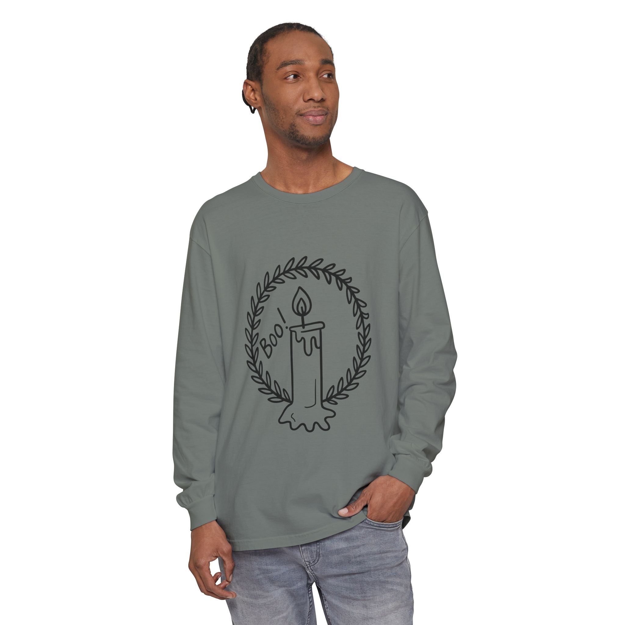 Boo Candle Long Sleeve T-Shirt - Unisex Halloween Tee