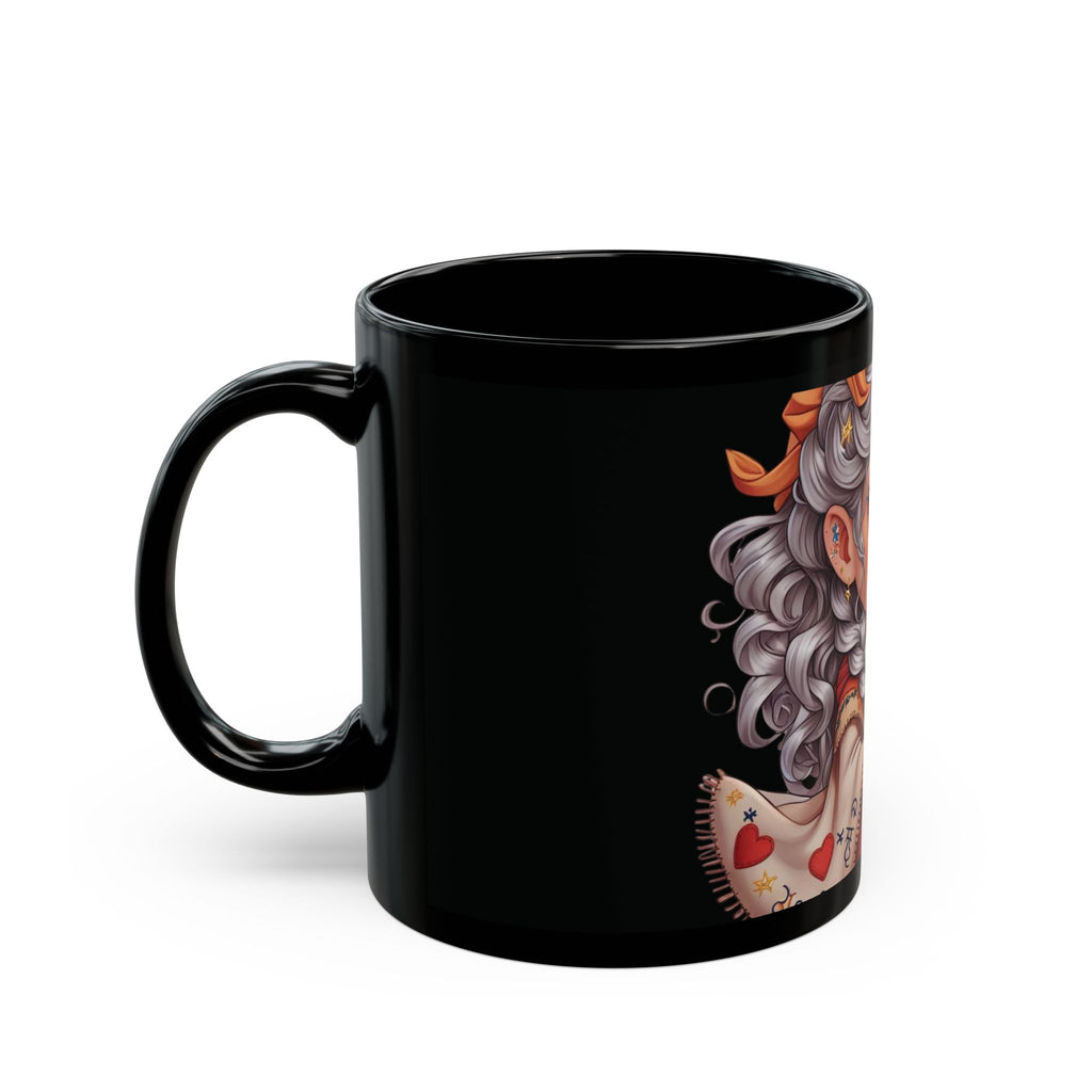 Granny Lily-Charming Black Mug with Cozy Vibes, Perfect for Tea Lovers, Gift for Friends, Cute Mug for Home or Office, 11oz and 15oz Options
