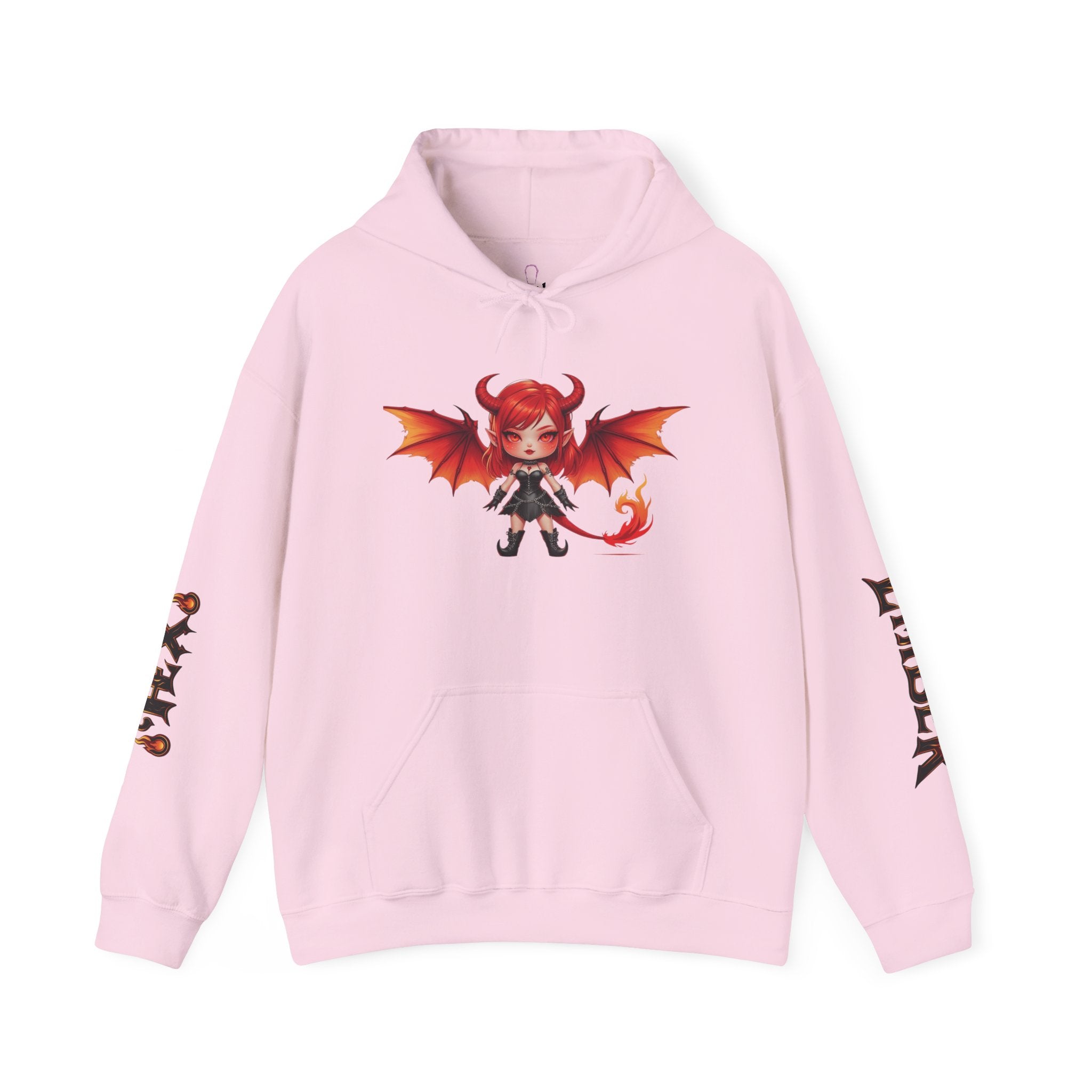 Ember Hex : Charming Demon Hoodie with Winged Design, Casual Wear, Gift for Cartoon Lovers, Halloween Outfit, Cozy Sweatshirt