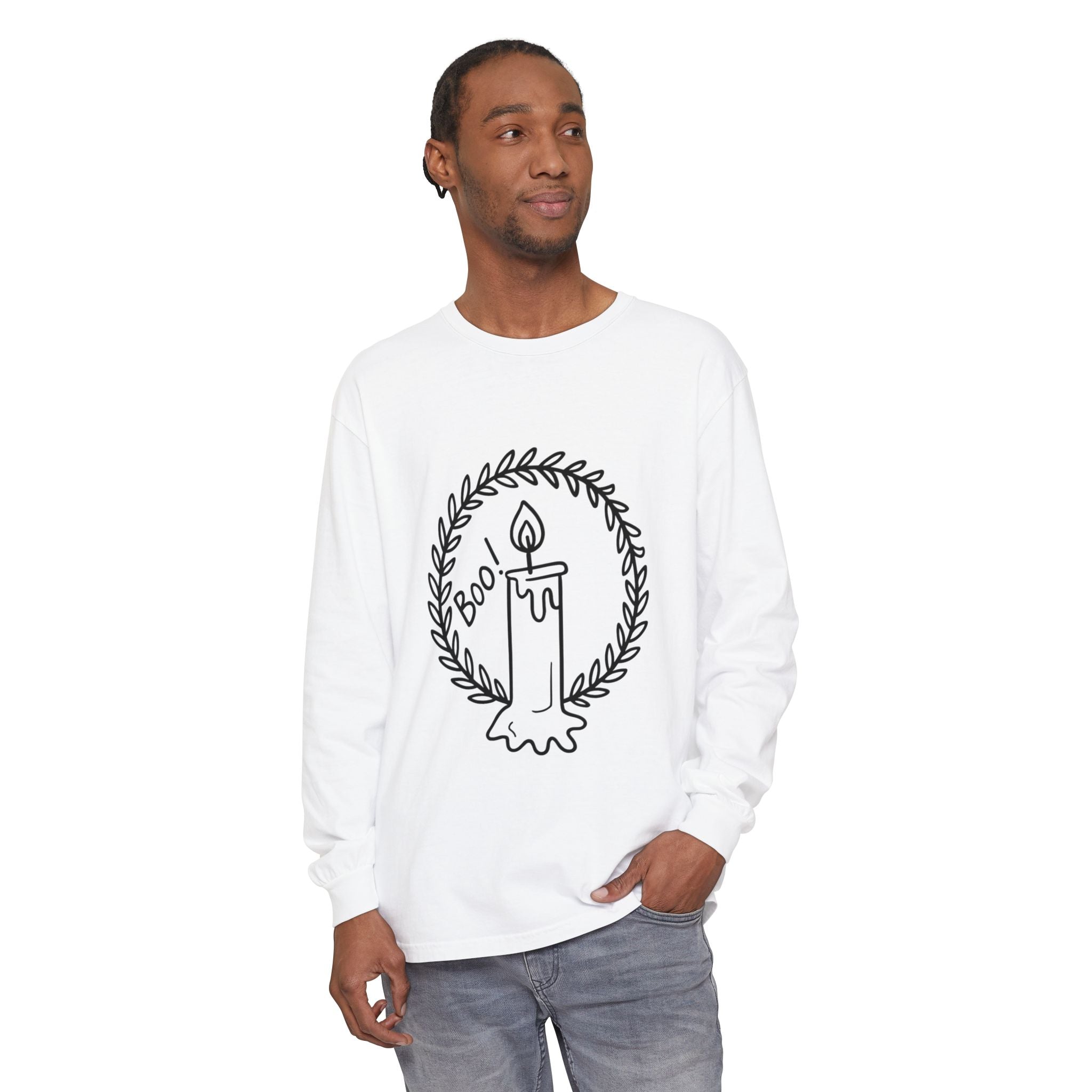 Boo Candle Long Sleeve T-Shirt - Unisex Halloween Tee