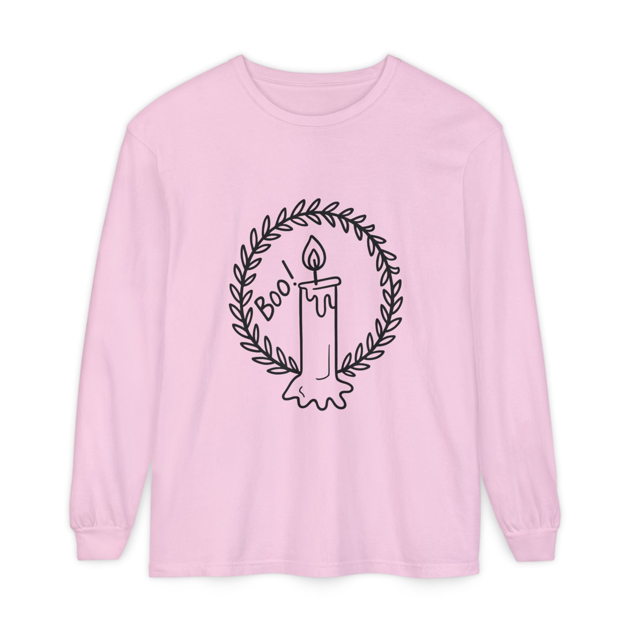 Boo Candle Long Sleeve T-Shirt - Unisex Halloween Tee