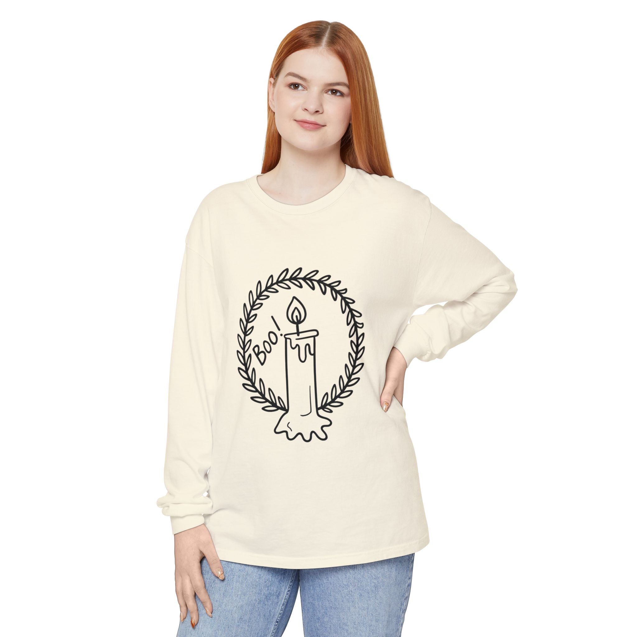 Boo Candle Long Sleeve T-Shirt - Unisex Halloween Tee