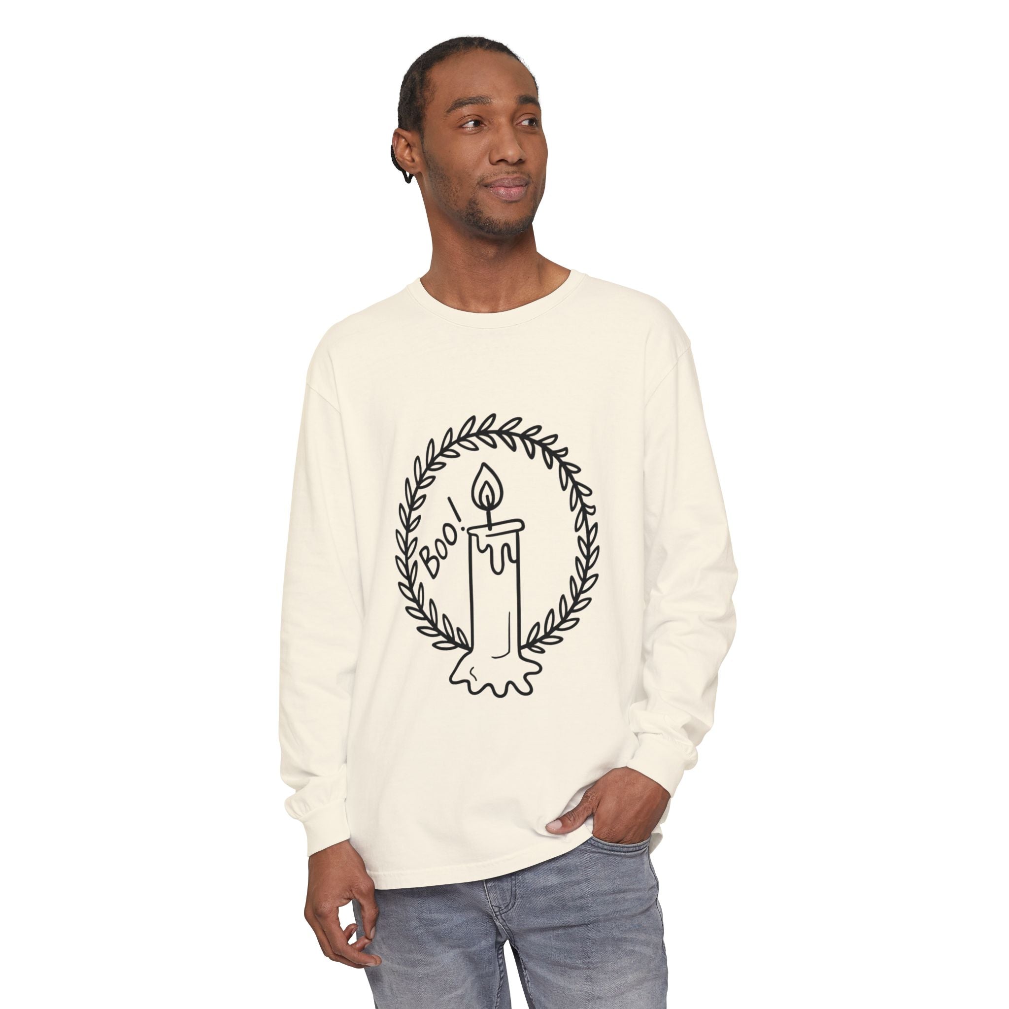 Boo Candle Long Sleeve T-Shirt - Unisex Halloween Tee
