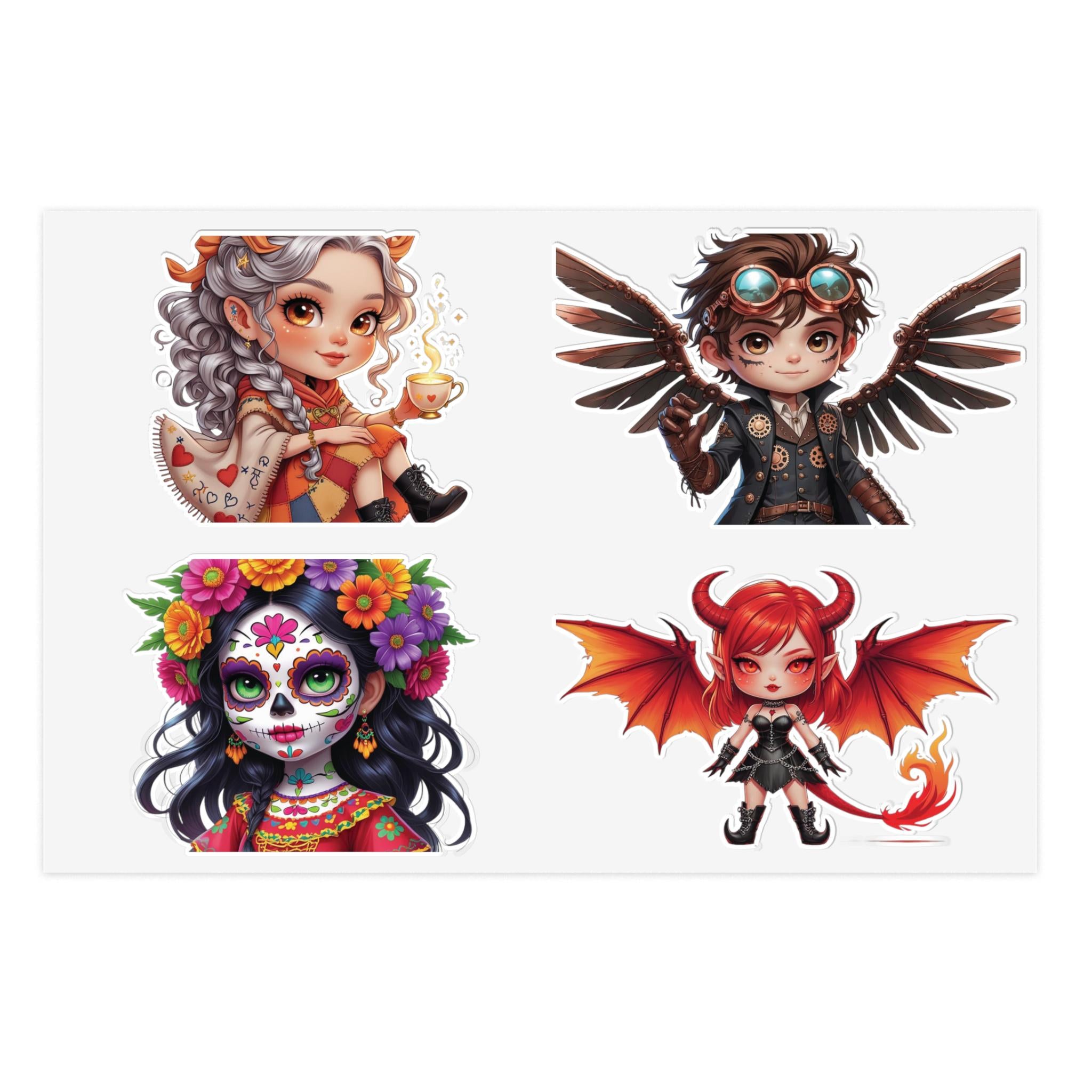 Vibrant Character Sticker Sheets, Cute Art for Journals, Scrapbooks, Kids Decor, Gifts, Party Favors, and Celebrations