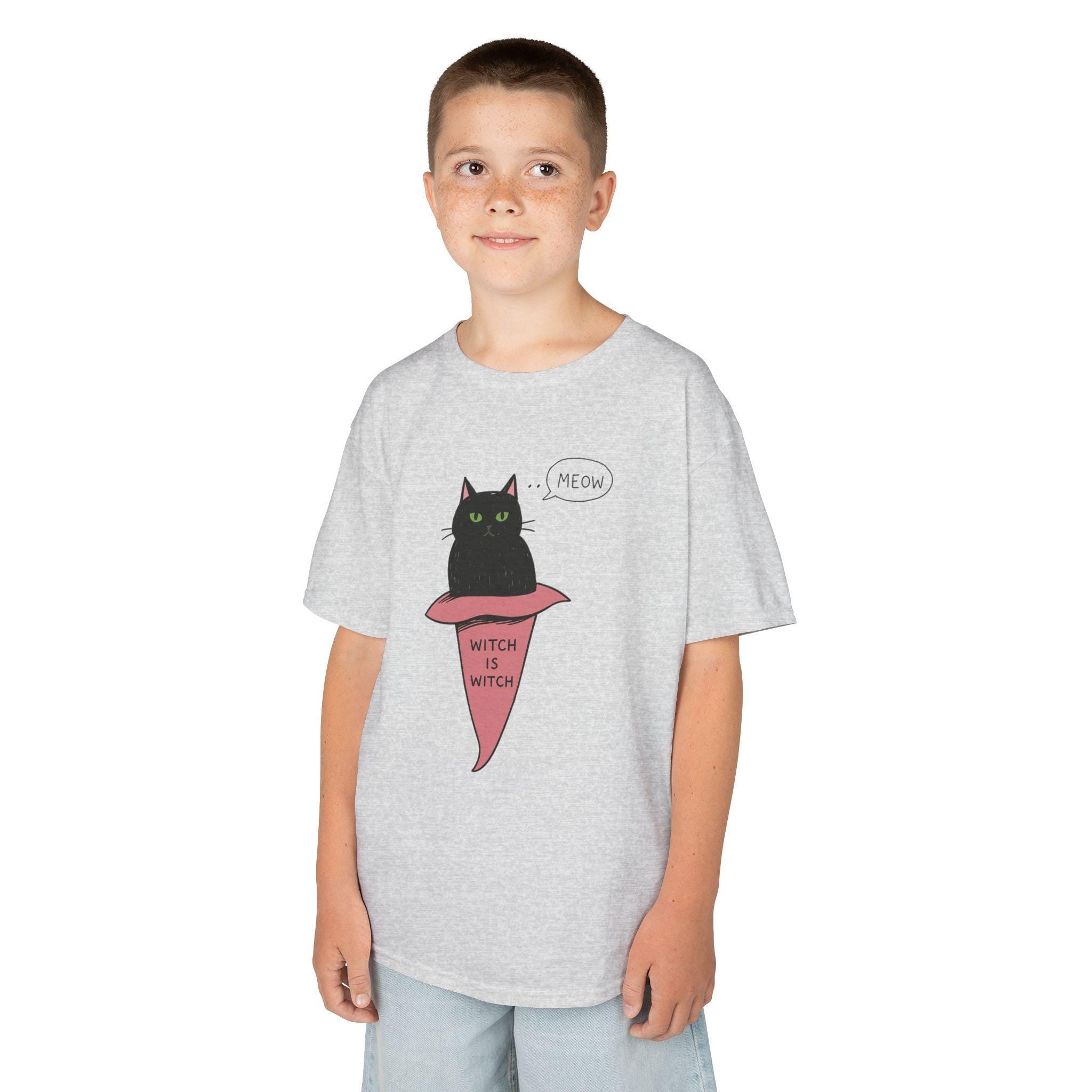 Lily's Collection Kids Witchy Cat Tee | Cute Black Cat T-Shirt | Halloween Costume, Birthday Gift, Fun Playwear, Vintage Style