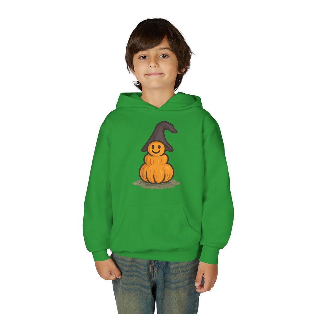 Cute Pumpkin Witch Youth Hoodie - Perfect for Halloween Celebrations