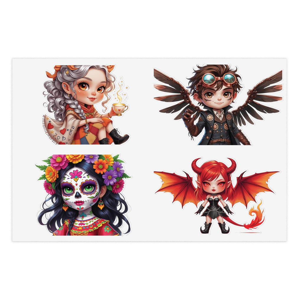 Vibrant Character Sticker Sheets, Cute Art for Journals, Scrapbooks, Kids Decor, Gifts, Party Favors, and Celebrations