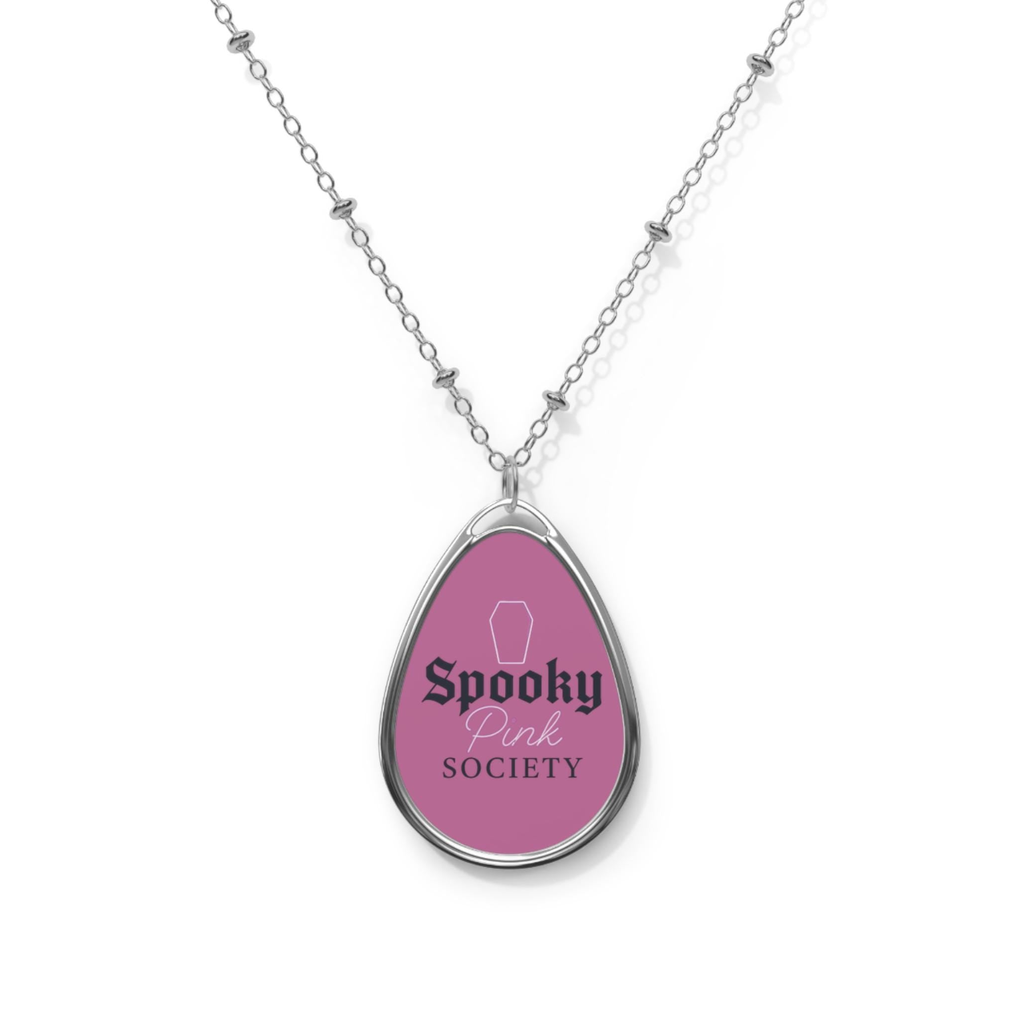 Spooky Pink Society Necklace, Gothic Jewelry, Statement Necklace, Halloween Accessory, Gift for Her, Trendy Pendant