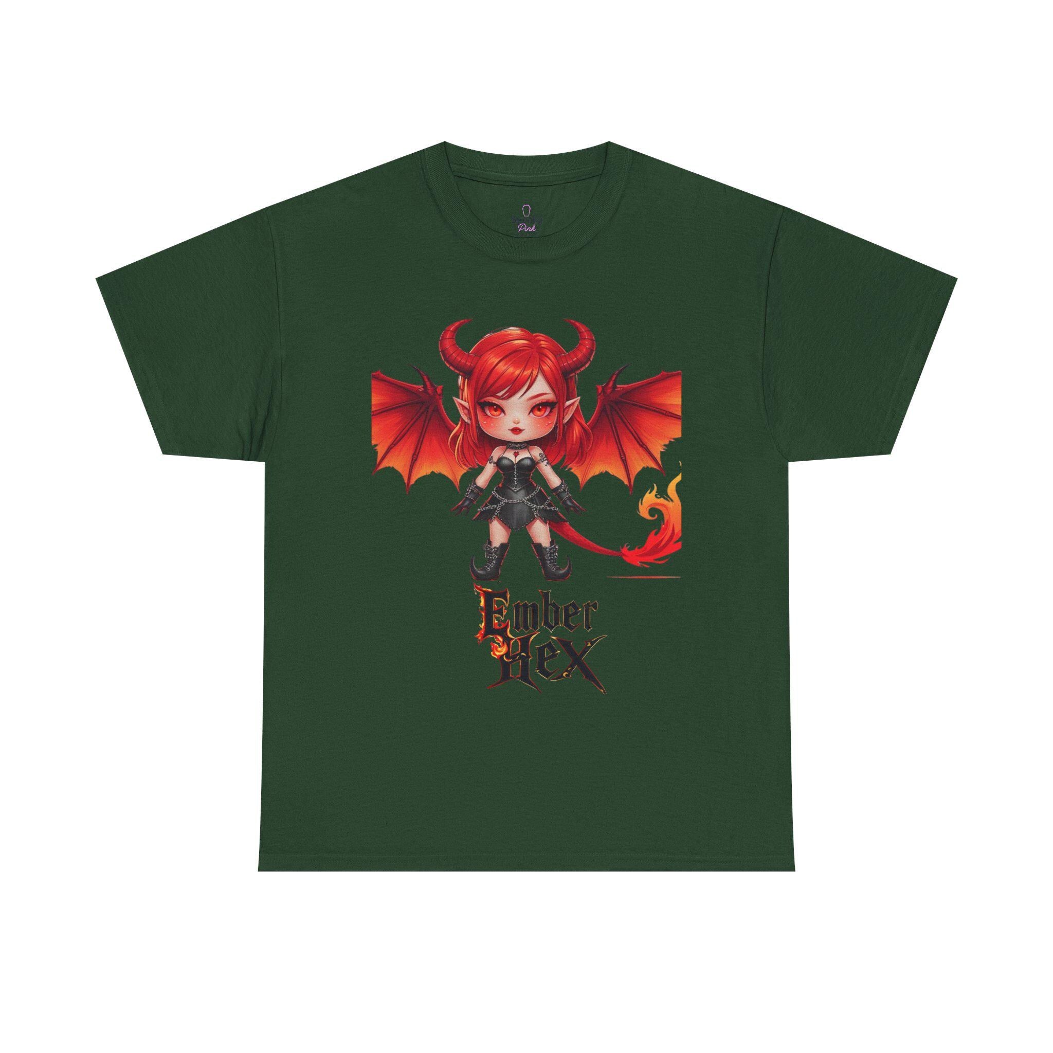 Kawaii Demon Tee, Cute Graphic T-Shirt, Unisex Heavy Cotton Tee, Alternative Fashion, Halloween Apparel, Unique Gift Idea